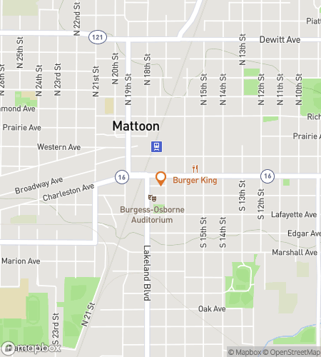 Map of scavenger hunt walking tour for Mattoon‘s Marvelous Mystery Hunt