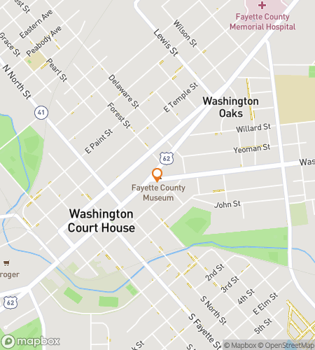 Map of scavenger hunt walking tour for Washington Court House Adventure Hunt