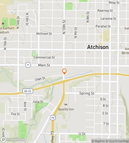 Mapa pěší prohlídky s honbou za pokladem pro Downtown Atchison Ghost Tour