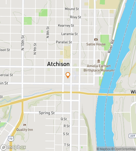 Map of scavenger hunt walking tour for Atchison‘s Airheart Adventure Hunt