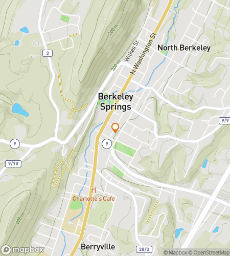 Map of scavenger hunt walking tour for Berkeley Springs Bounty Bonanza