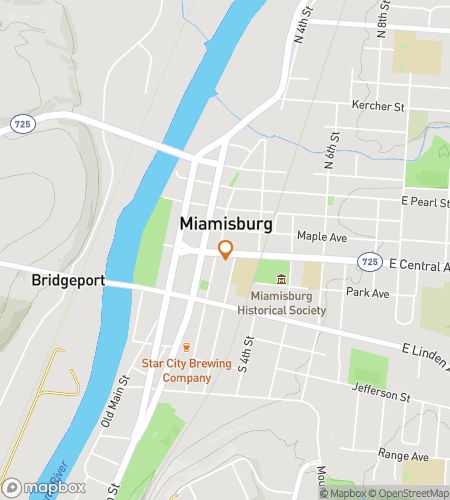 Map of scavenger hunt walking tour for Miamisburg Mystery Adventure