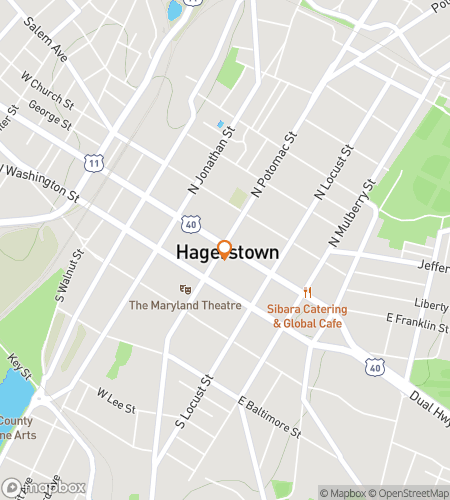 Map of scavenger hunt walking tour for Harmonious Journey through Hagerstown