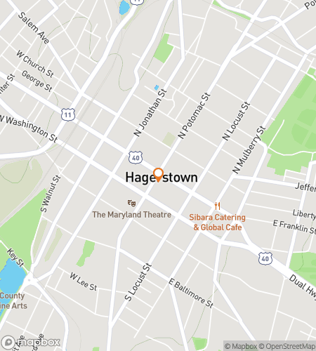 Map of scavenger hunt walking tour for Hagerstown Riddle Rampage