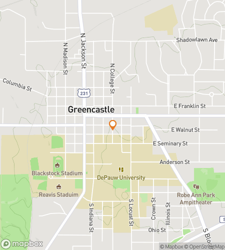 Map of scavenger hunt walking tour for Greencastle Giggles & Grins Scavenger Hunt