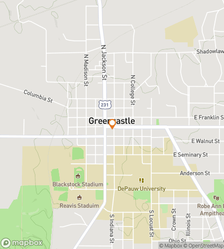 Map of scavenger hunt walking tour for Tiger Tracks: The DePauw Hunt