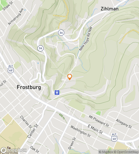 Map of scavenger hunt walking tour for Frostburgs Frosty Adventure