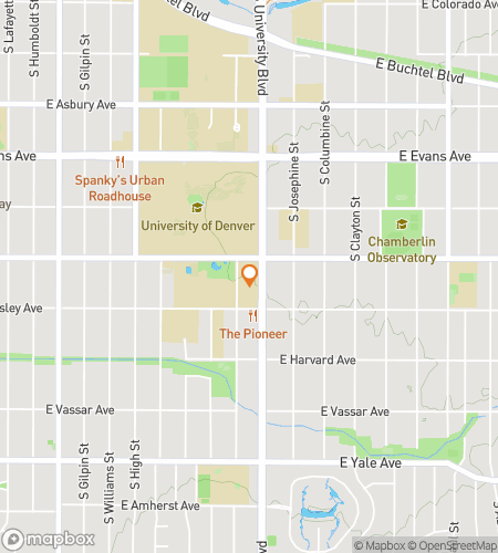 Map of scavenger hunt walking tour for University of Denver Hunt