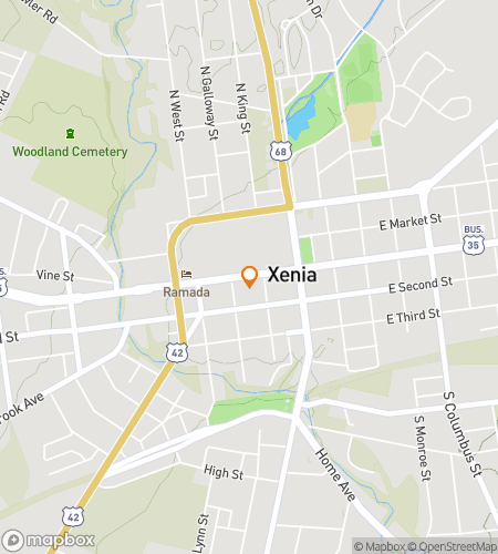 Map of scavenger hunt walking tour for Xenia‘s Downtown Dazzling Dash