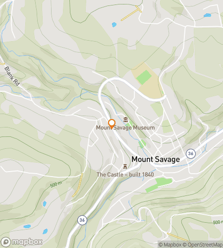 Map of scavenger hunt walking tour for Majestic Mount Savage Mystery Hunt