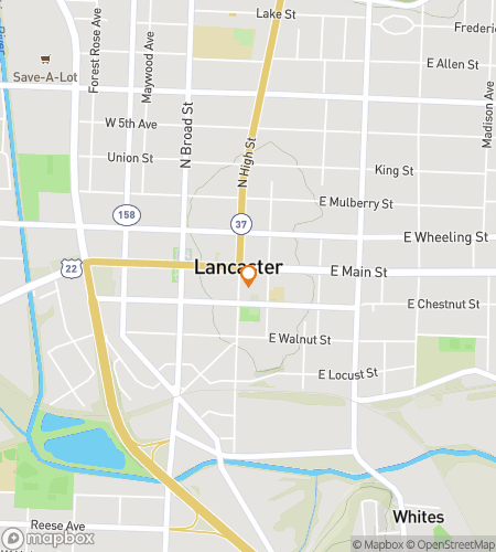 Map of scavenger hunt walking tour for Lancaster, The Heart of Fairfield County