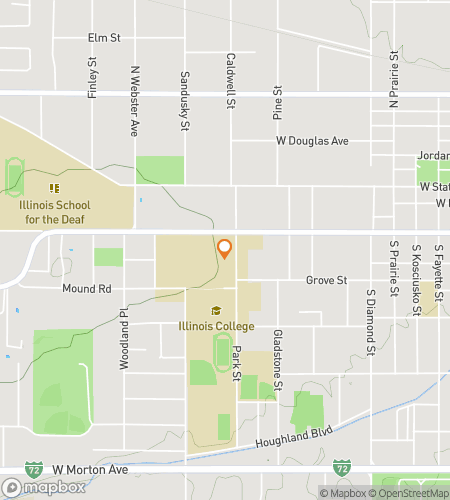 Karta över vandringstur med skattjakt för Illinois College: The Blueboy Trail