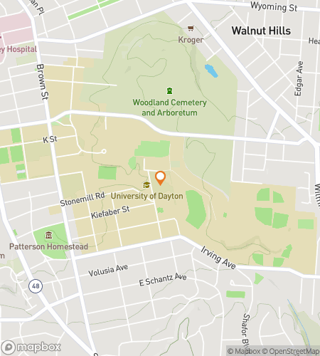 Map of scavenger hunt walking tour for Soaring for Secrets at University of Dayton