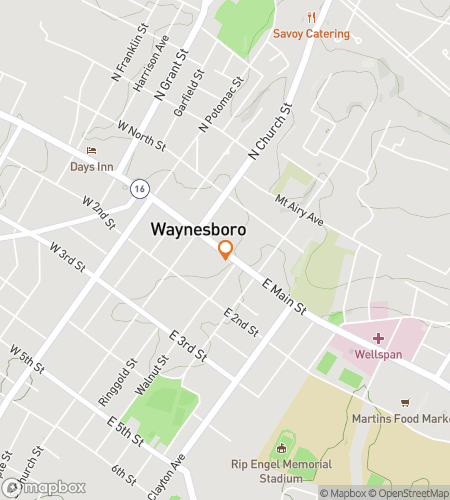 Map of scavenger hunt walking tour for Waynesboro Whimsical Wander