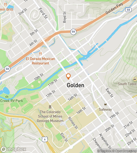 Map of scavenger hunt walking tour for Golden’s Journey from Gold  