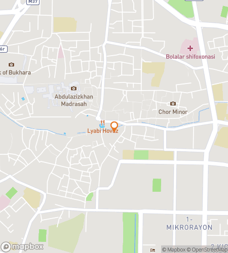 Map of scavenger hunt walking tour for Bukhara Quest: Courtyards, Craft, and Clues