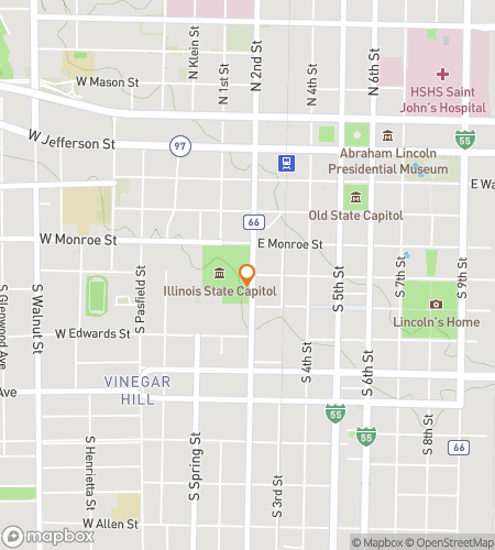 Map of scavenger hunt walking tour for Springfield: Land of Lincoln