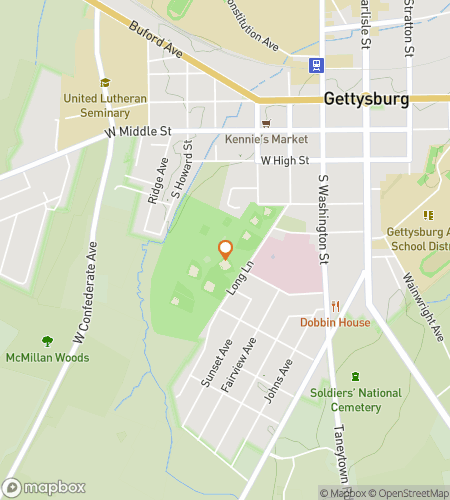 Map of scavenger hunt walking tour for Get in the Game: The Gettysburg Recreation Park Hunt