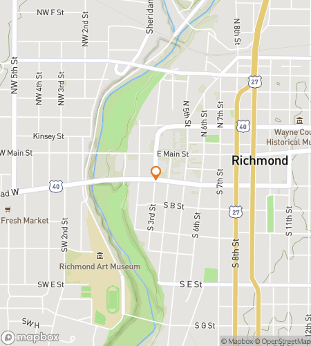 Térkép a Richmondi Downtown Delight Hunt (Belvárosi Élvezet Vadászat) sétáló túrához