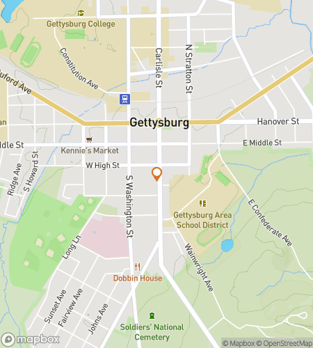 Map of scavenger hunt walking tour for Lincoln Square Scavenger Hunt in Gettysburg