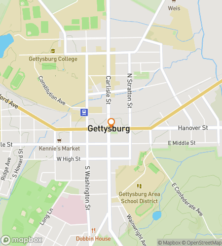 Aarteenetsinnän kävelykierroksen kartta Ghosts of Gettysburg Ghost Tourille