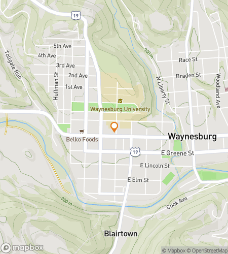 Map of scavenger hunt walking tour for Waynesburg Wonders & Whimsical Hunts