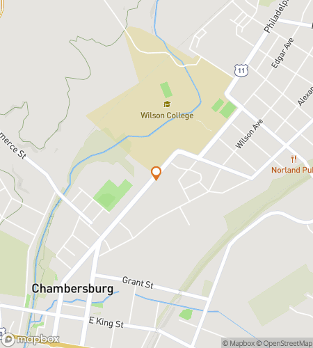 Map of scavenger hunt walking tour for Chambersburg Chasers‘ Treasure Trove