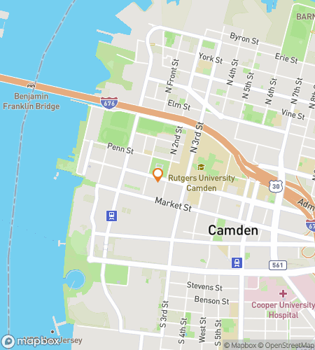 Mapa procházkového okruhu lovecké hry pro The Scarlet Quest: Rutgers–Camden Hunt