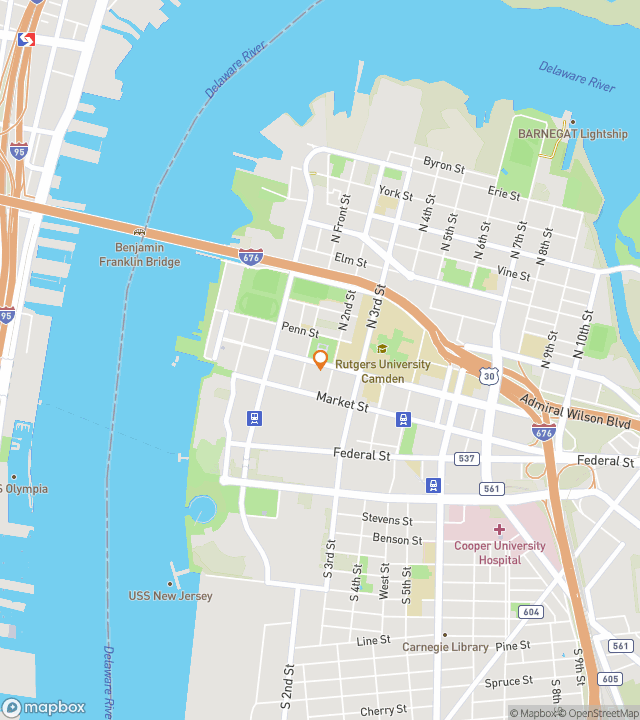 “猩红任务：罗格斯大学-卡姆登寻宝”（The Scarlet Quest: Rutgers–Camden Hunt）寻宝步行导览地图