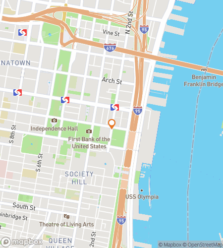 Map of scavenger hunt walking tour for Olde City Tavern Takeover