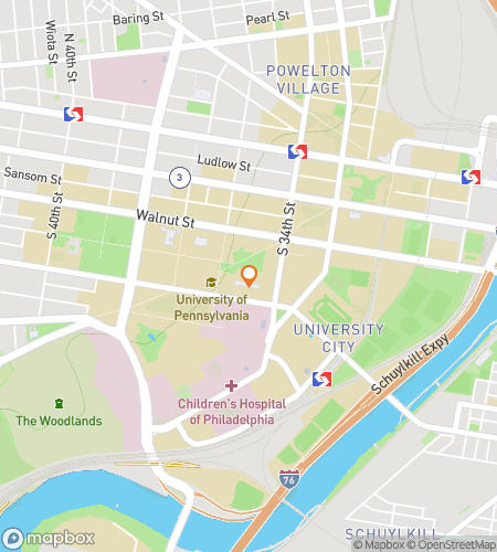 Map of scavenger hunt walking tour for Play Penn at the University of Pennsylvania