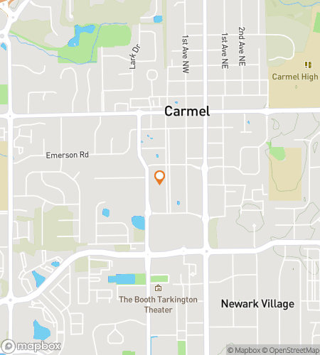 Map of scavenger hunt walking tour for Carmel Monon Moments & Midtown Magic