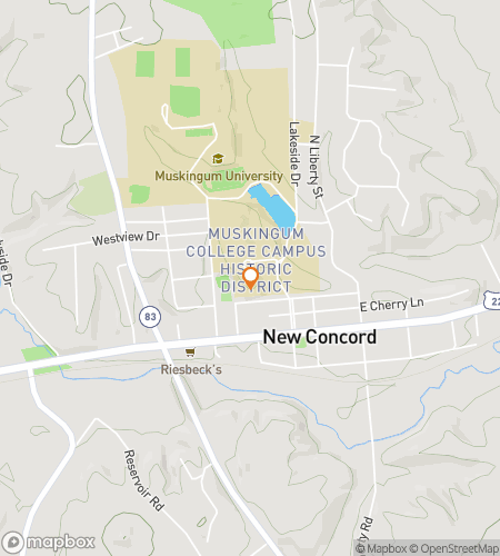 Χάρτης περιήγησης με κυνήγι θησαυρού για το Muskingum University Hunt