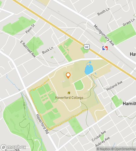 Map of scavenger hunt walking tour for Haverford College Hunt