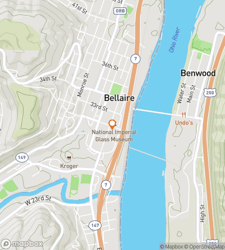 Map of scavenger hunt walking tour for Bellaire‘s Glass City Gala