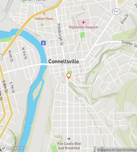 Kartta haastekävelykierrokselle Connellsville Capers & Questiin