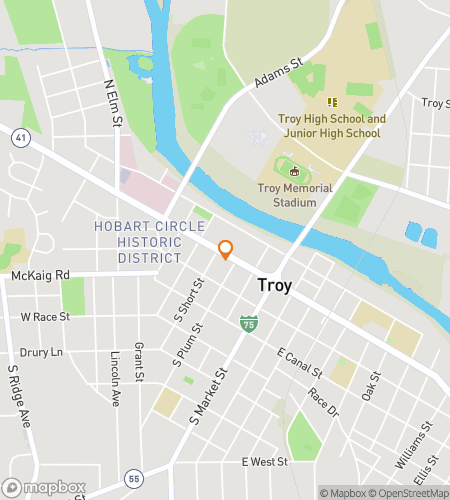 Map of scavenger hunt walking tour for Troy‘s Trinket Trek Adventure