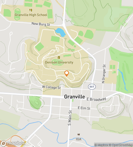 Map of scavenger hunt walking tour for Denison Dash: Clues Across Campus