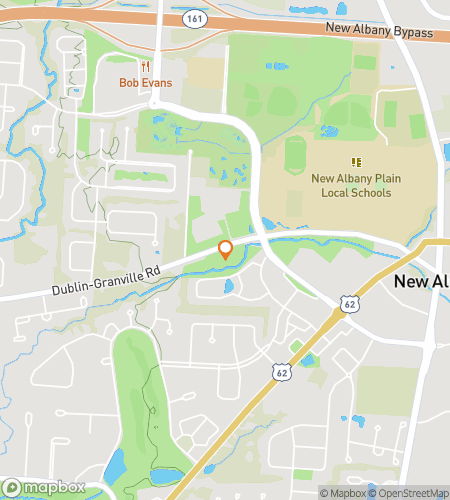 Map of scavenger hunt walking tour for New Al-Binge-y&colon; The Riverside New Albany Hunt