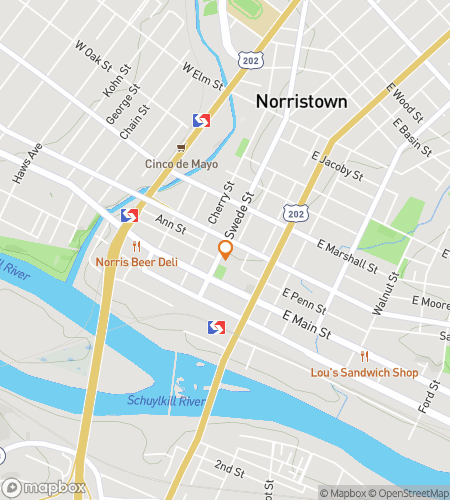 Map of scavenger hunt walking tour for Norristown Nifty Navigators Hunt