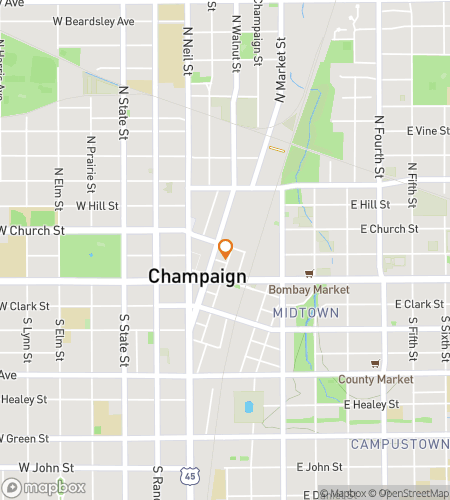 Map of scavenger hunt walking tour for Champaigns Downtown Dazzle