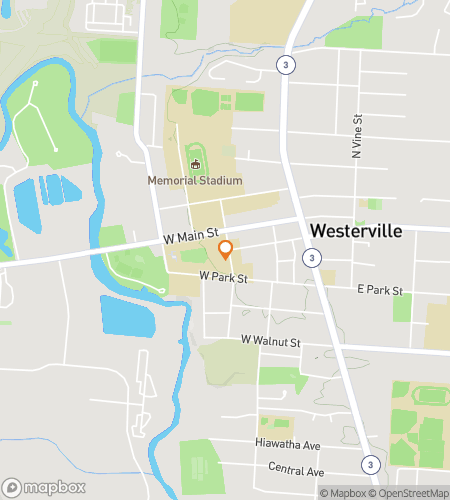 वेस्टरविले के टाइम ट्रैवलिंग ट्रेक के लिए स्कैवेंजर हंट वॉकिंग टूर का नक्शा