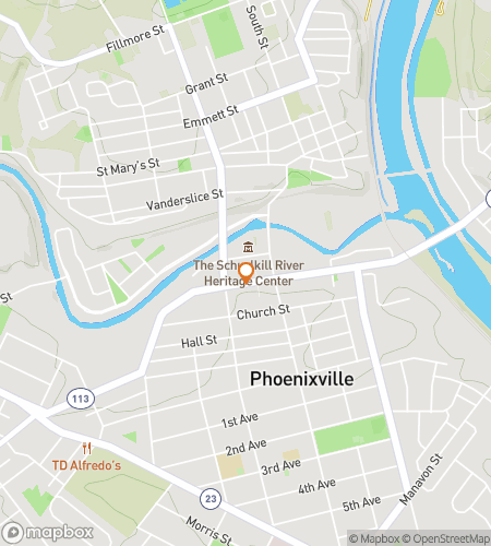 Map of scavenger hunt walking tour for Phoenixville Phun Phinds Adventure
