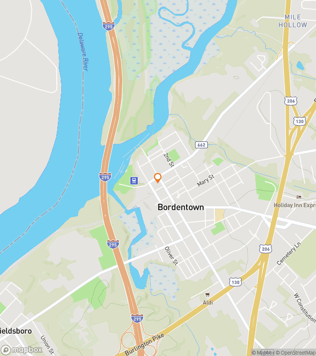 Karte der Schnitzeljagd-Stadttour für Bordentown Scavenger Hunt