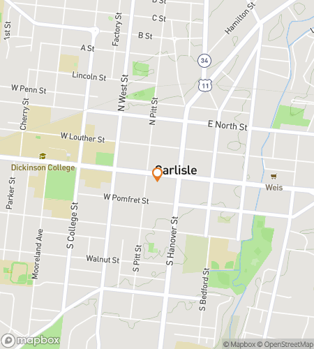 Map of scavenger hunt walking tour for Dickinson College Hunt