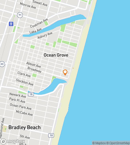 डाउनटाउन एस्बरी घोस्ट टूर (Downtown Asbury Ghost Tour) के लिए स्कैवेंजर हंट वॉकिंग टूर का नक्शा