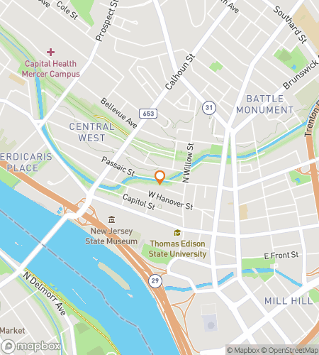 Map of scavenger hunt walking tour for Trenton Bar Crawl