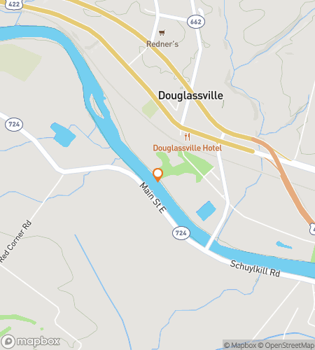 Map of scavenger hunt walking tour for Downtown Douglassville Dash & Discover