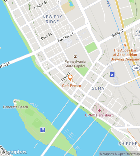 Map of scavenger hunt walking tour for Harris-bars and Harris-beers in Harrisburg
