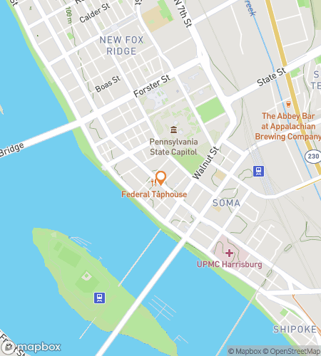 Map of scavenger hunt walking tour for Harris-bars and Harris-beers in Harrisburg